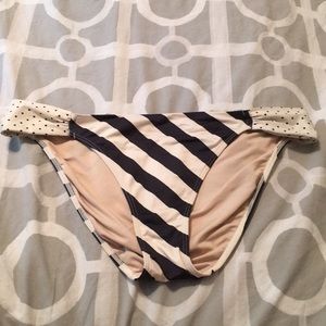 Cream and white striped bikini bottoms
